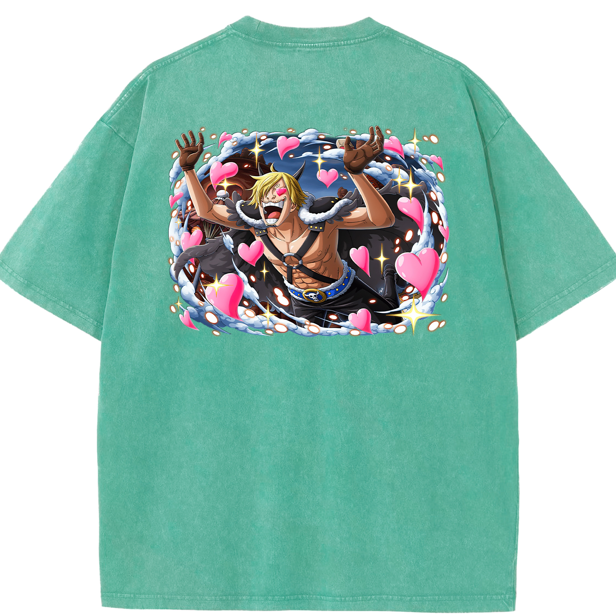 ワンピース サンジ ONE PIECE Sanji 綿100% ヴィンテージ風 半袖Tシャツ（背面プリント）